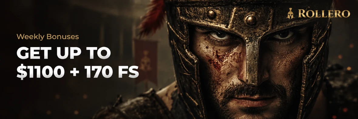 Rollero weekly bonuses banner: get up to A$1,100 plus 170 free spins